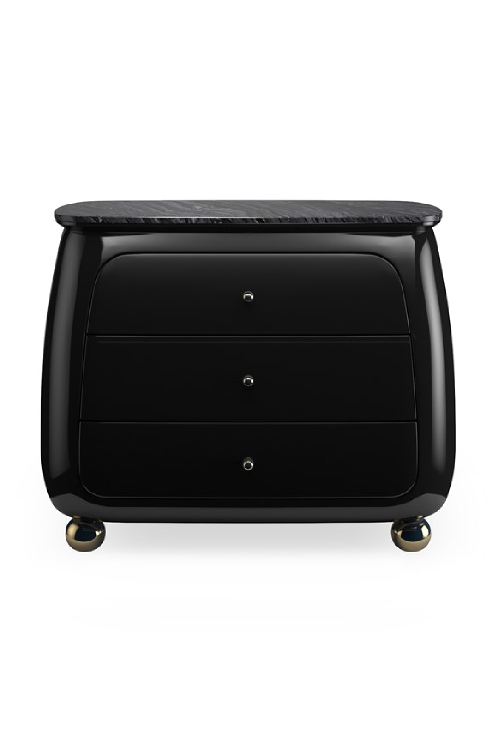 Black 3-Drawer Curved Nighstand | Caracole Cabochon | Oroa.com