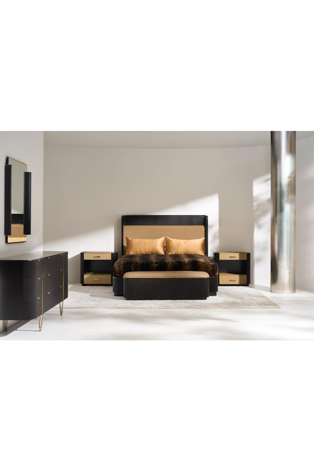 Gold Trim Reeded Queen Bed | Caracole Faill In Love | Oroa.com