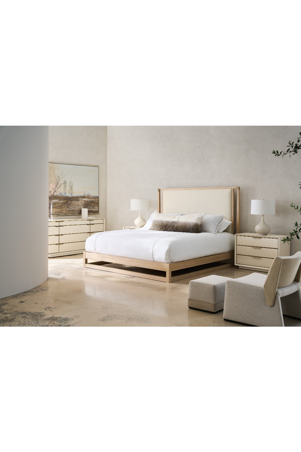 Sun-Drenched Oak Bed | Caracole Pinstripe | Oroa.com