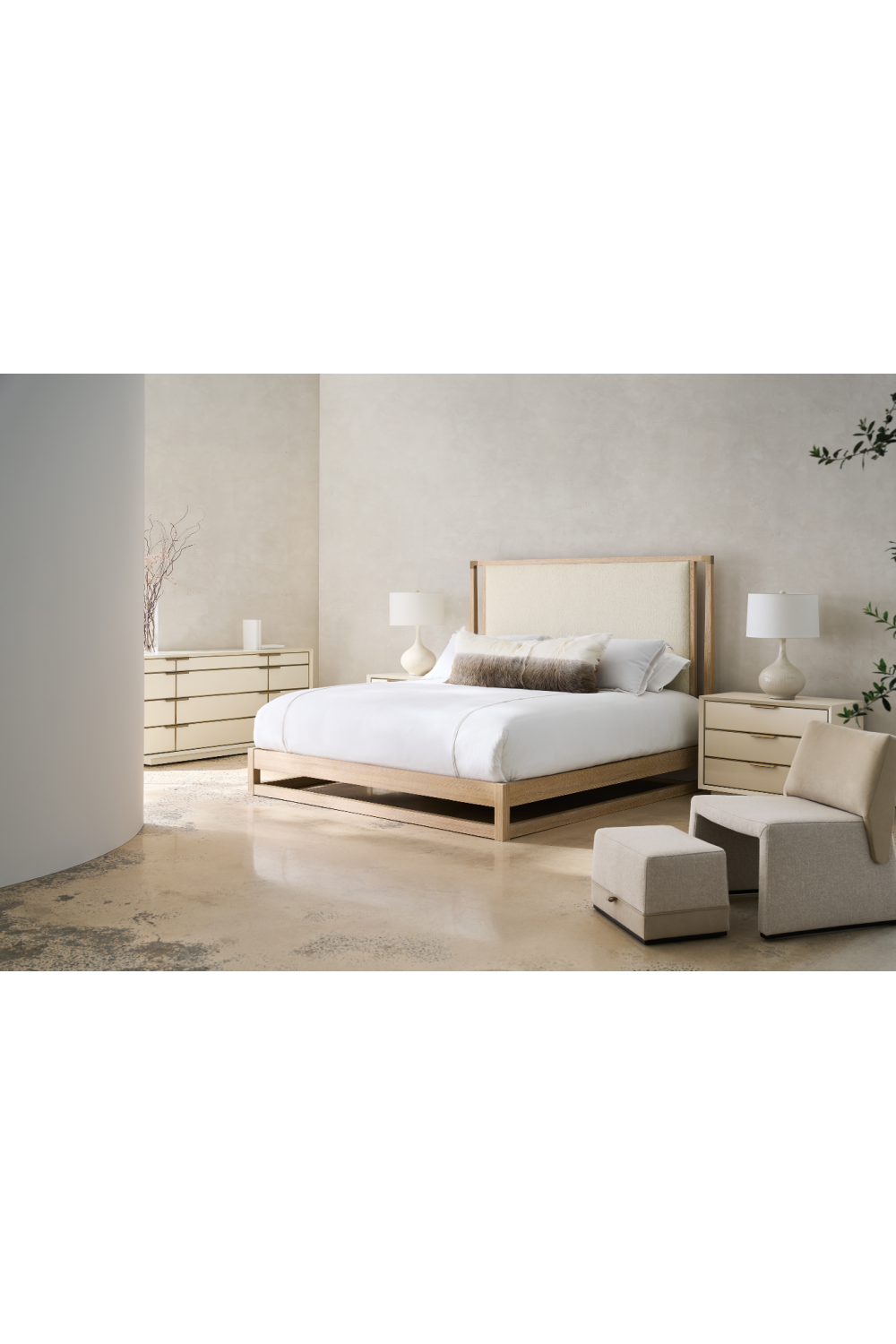 Sun-Drenched Oak Bed | Caracole Pinstripe | Oroa.com