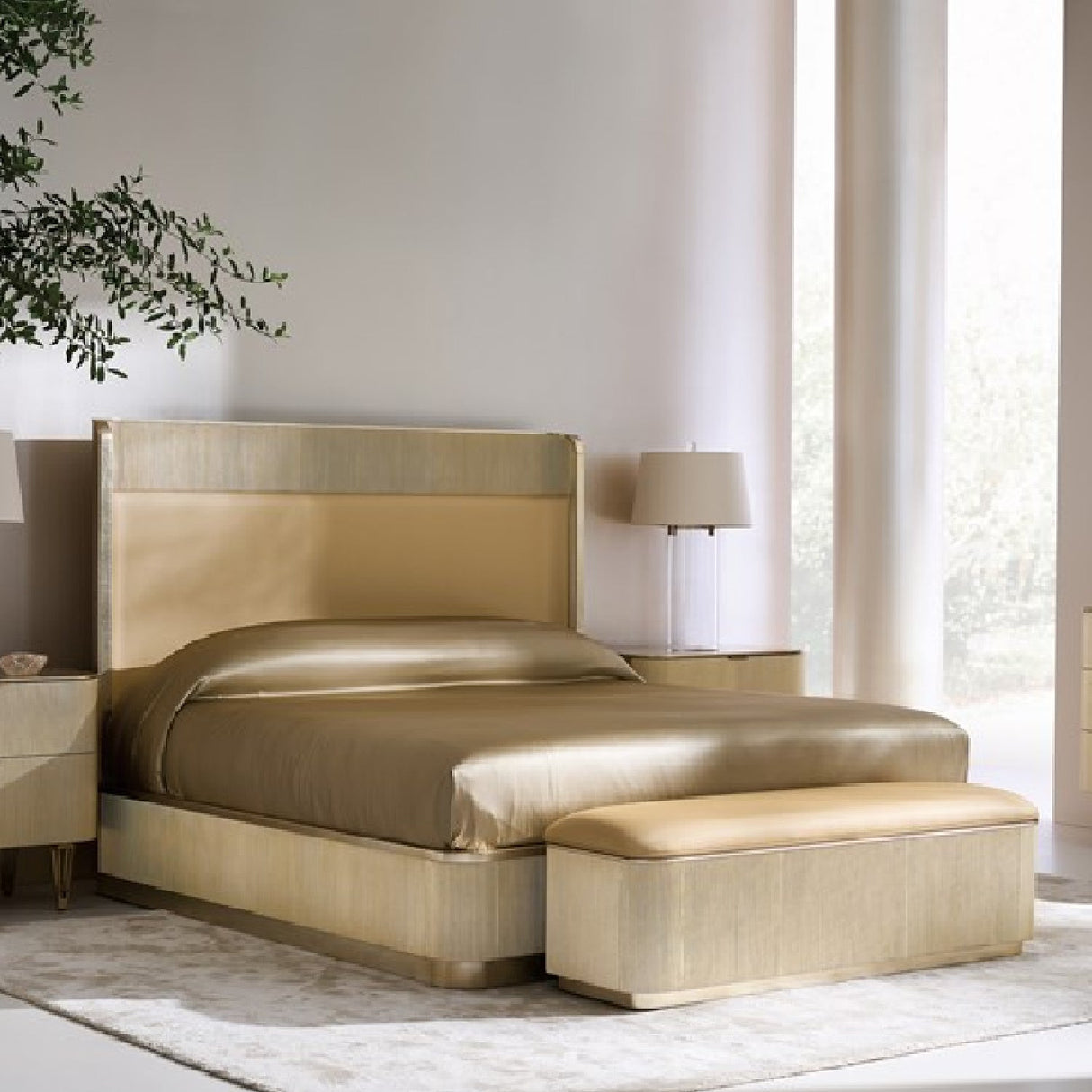 Reeded Headboard King Bed – Fall In Love – angled view