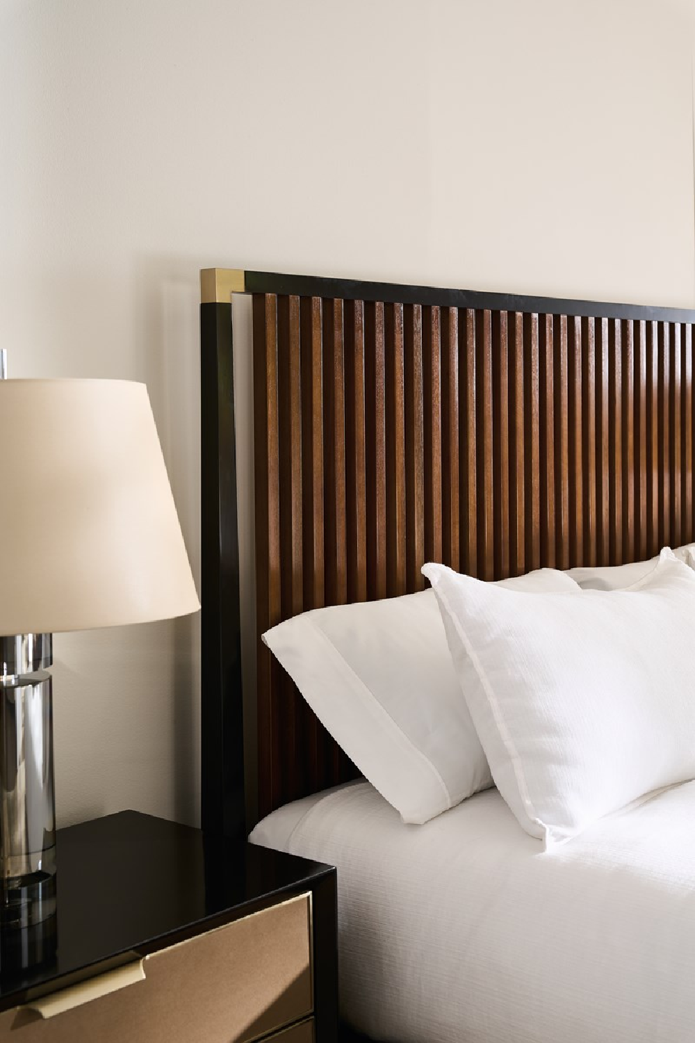 Slatted Oak King Bed | Caracole Pinstripe | Oroa.com