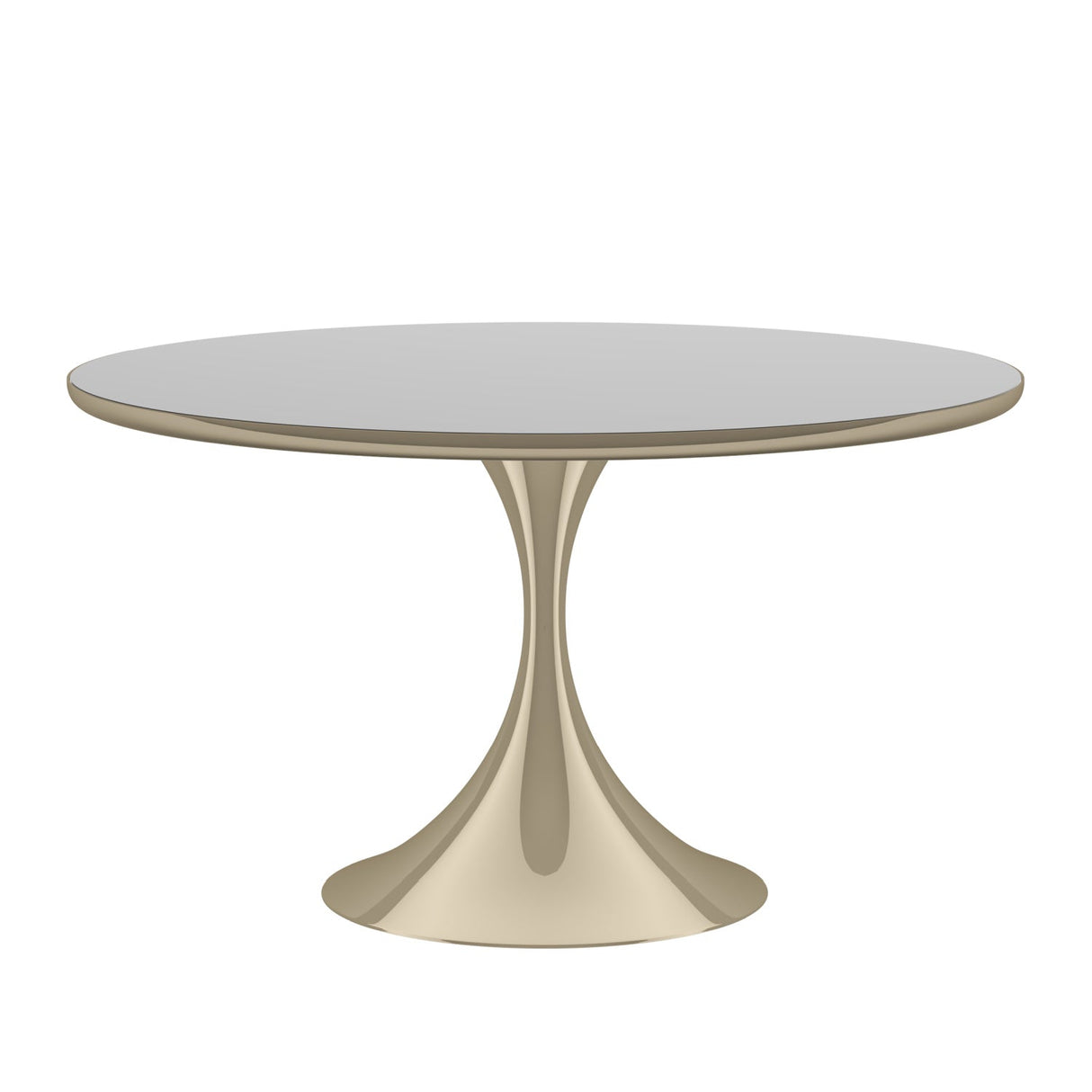 Mirror Top Round Dining Table – Semper – front view