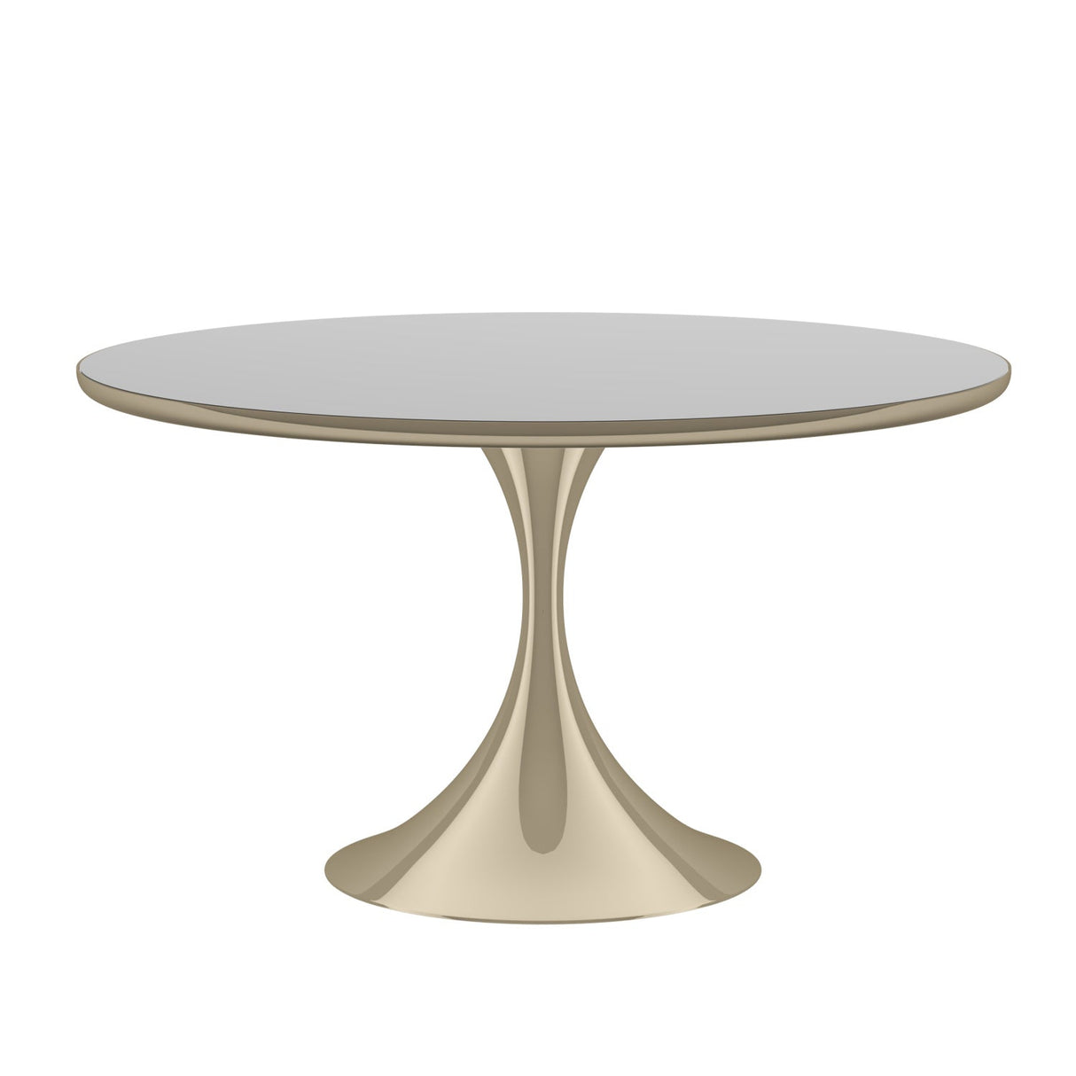 Mirror Top Round Dining Table – Semper – side view