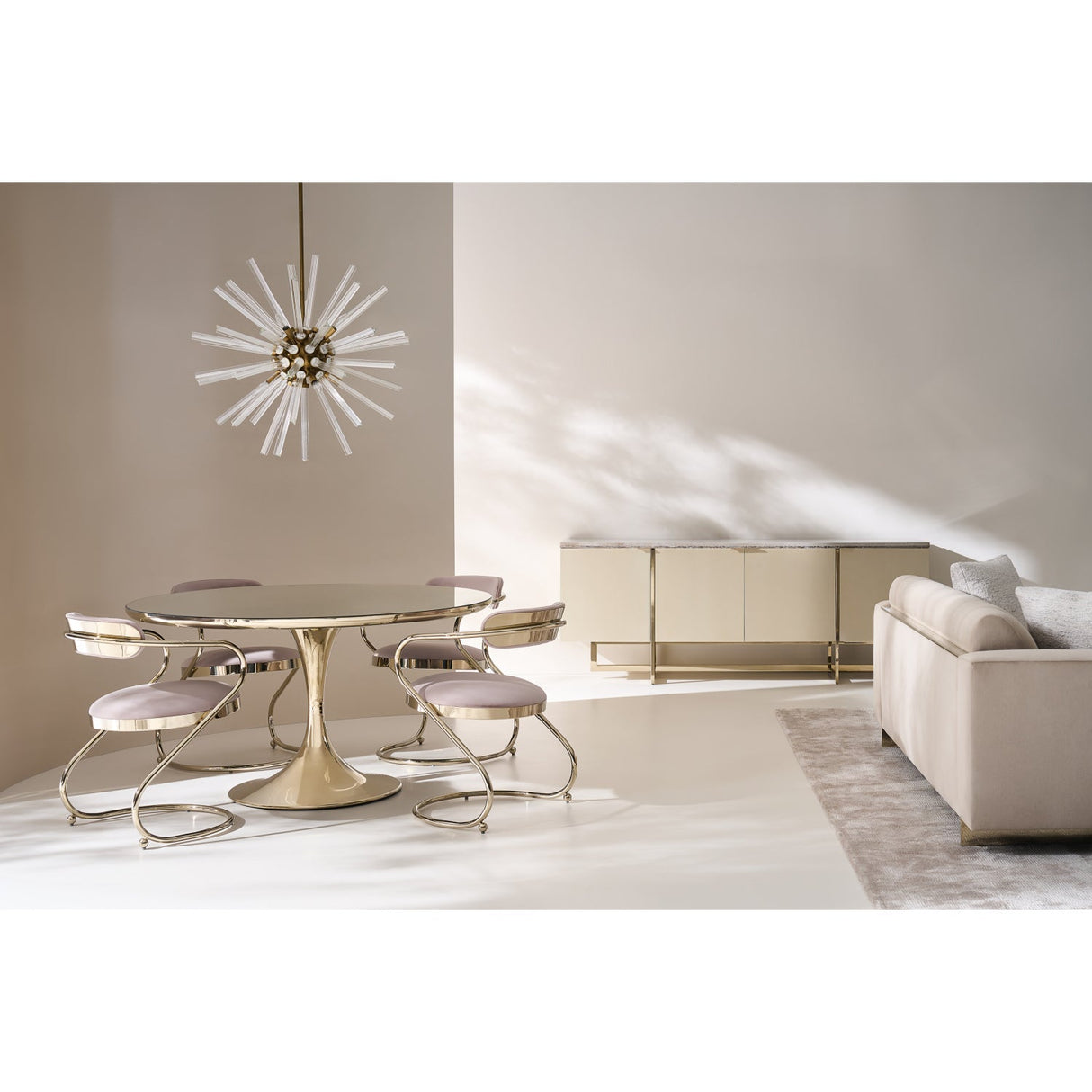 Mirror Top Round Dining Table – Semper – alternate view 7