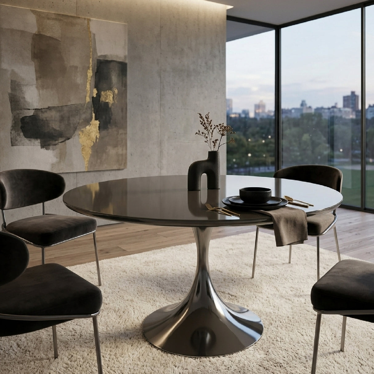 Mirror Top Round Dining Table | Oroa.com