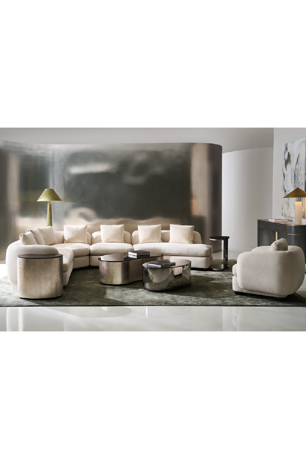 Bronze Glass Kidney Side Table | Caracole Amalie | Oroa.com