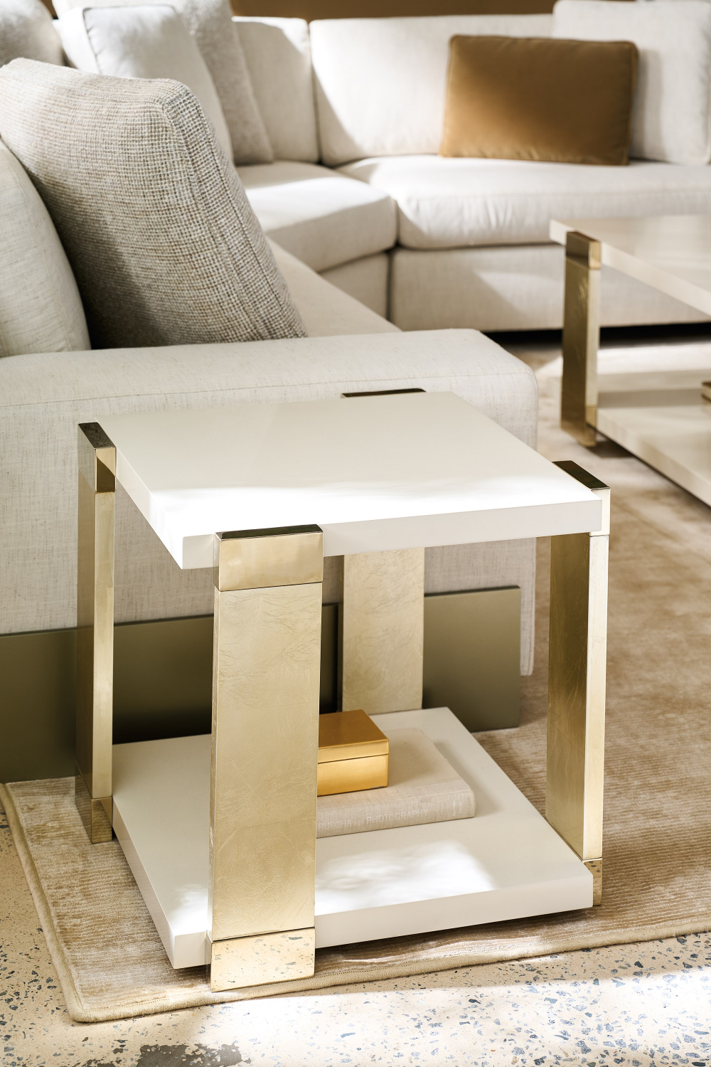 Gold Accent Square End Table | Caracole I'll Take The Corner | Oroa.com