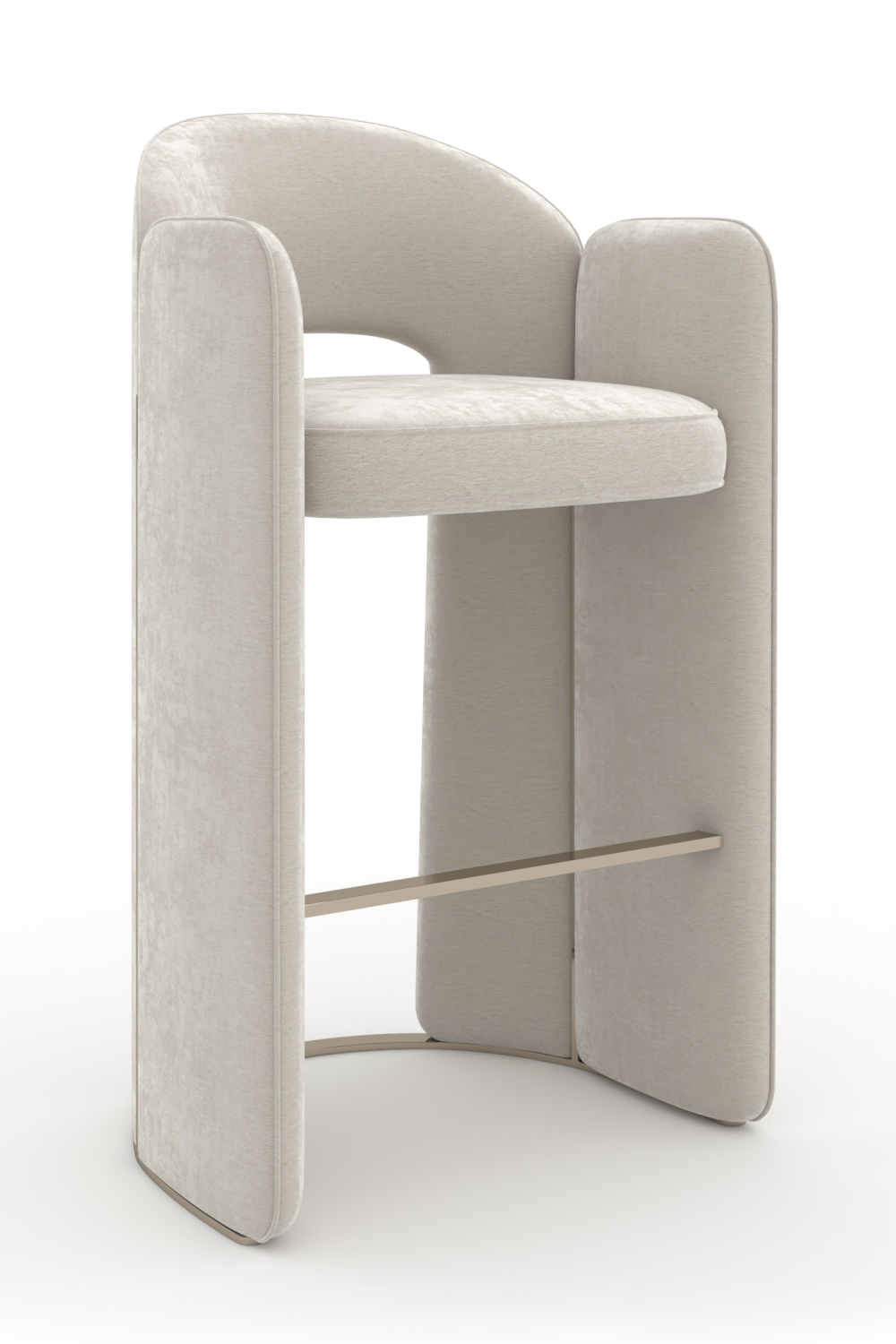 White Velvet Bar Stool | Caracole Overlap | Oroatade.com