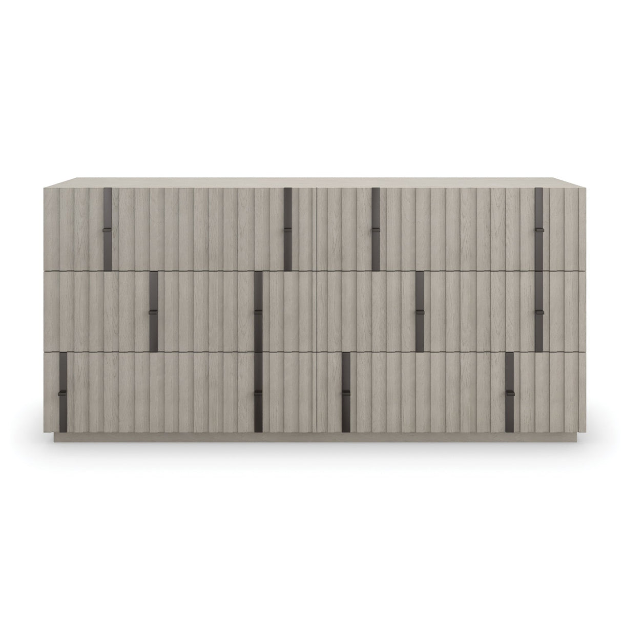 Gray Slatted 6-Drawer Dresser – Clancy – front view