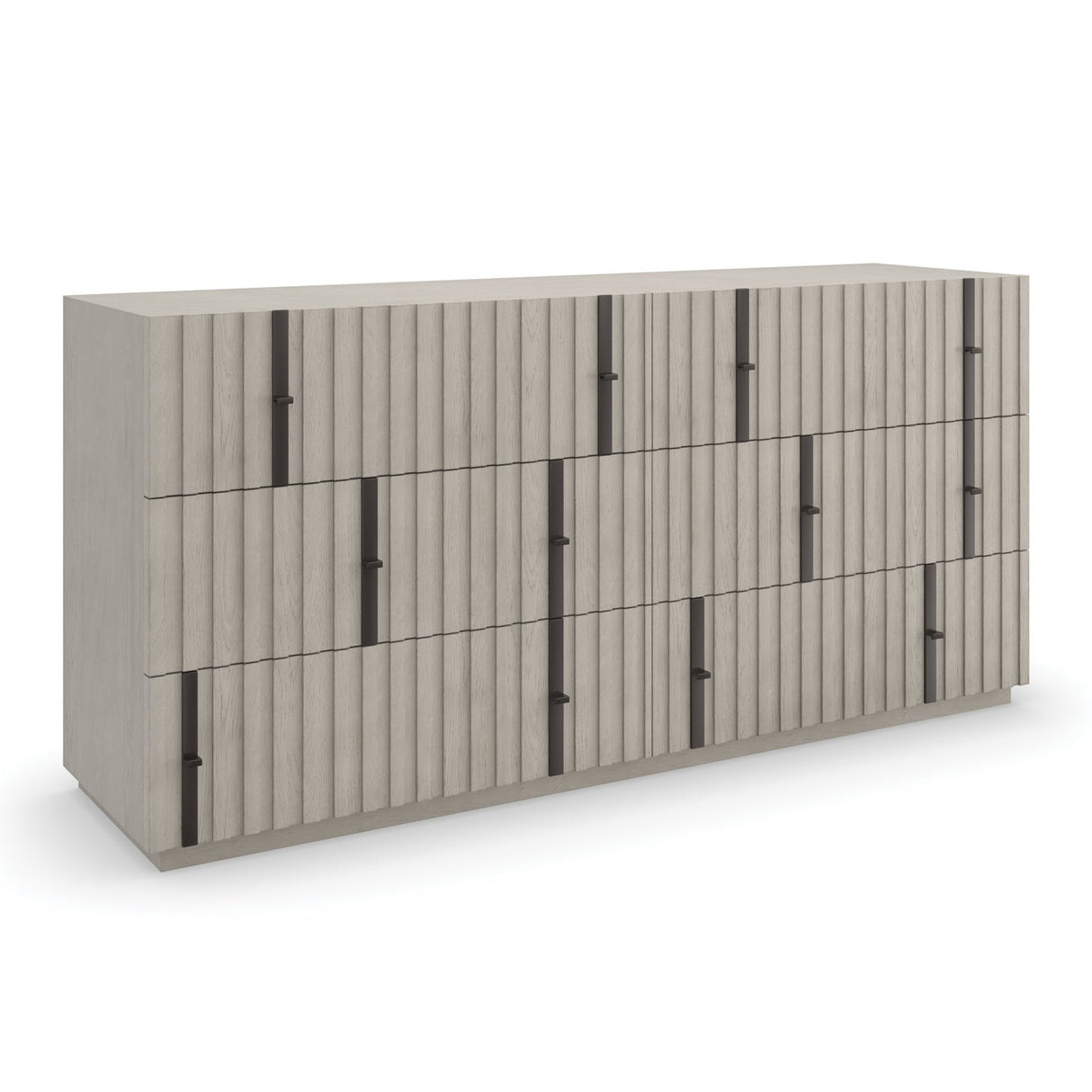 Gray Slatted 6-Drawer Dresser – Clancy – side view