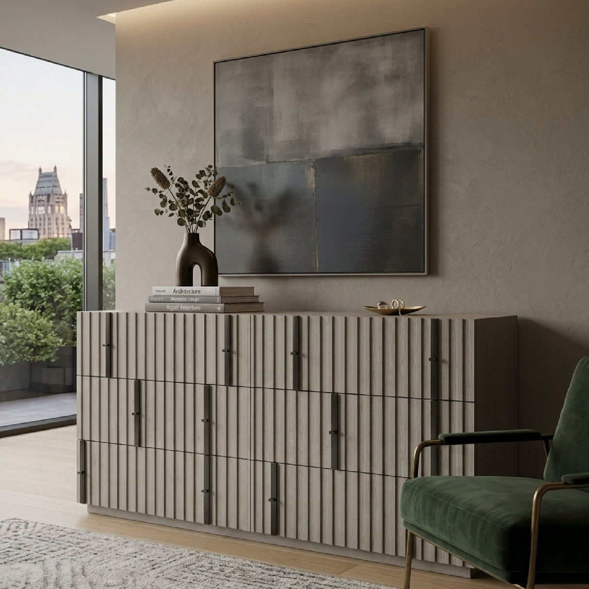 Gray Slatted 6-Drawer Dresser | Oroa.com