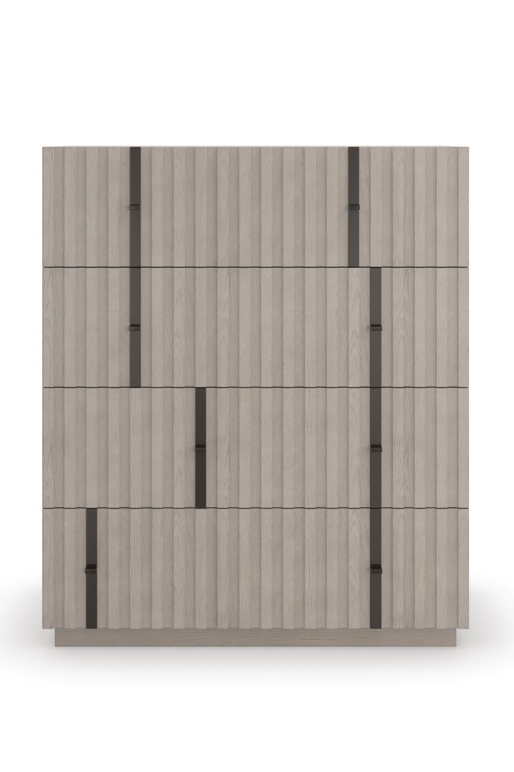 Taupe Slatted Oak 4-Drawer Chest – Clancy – side view