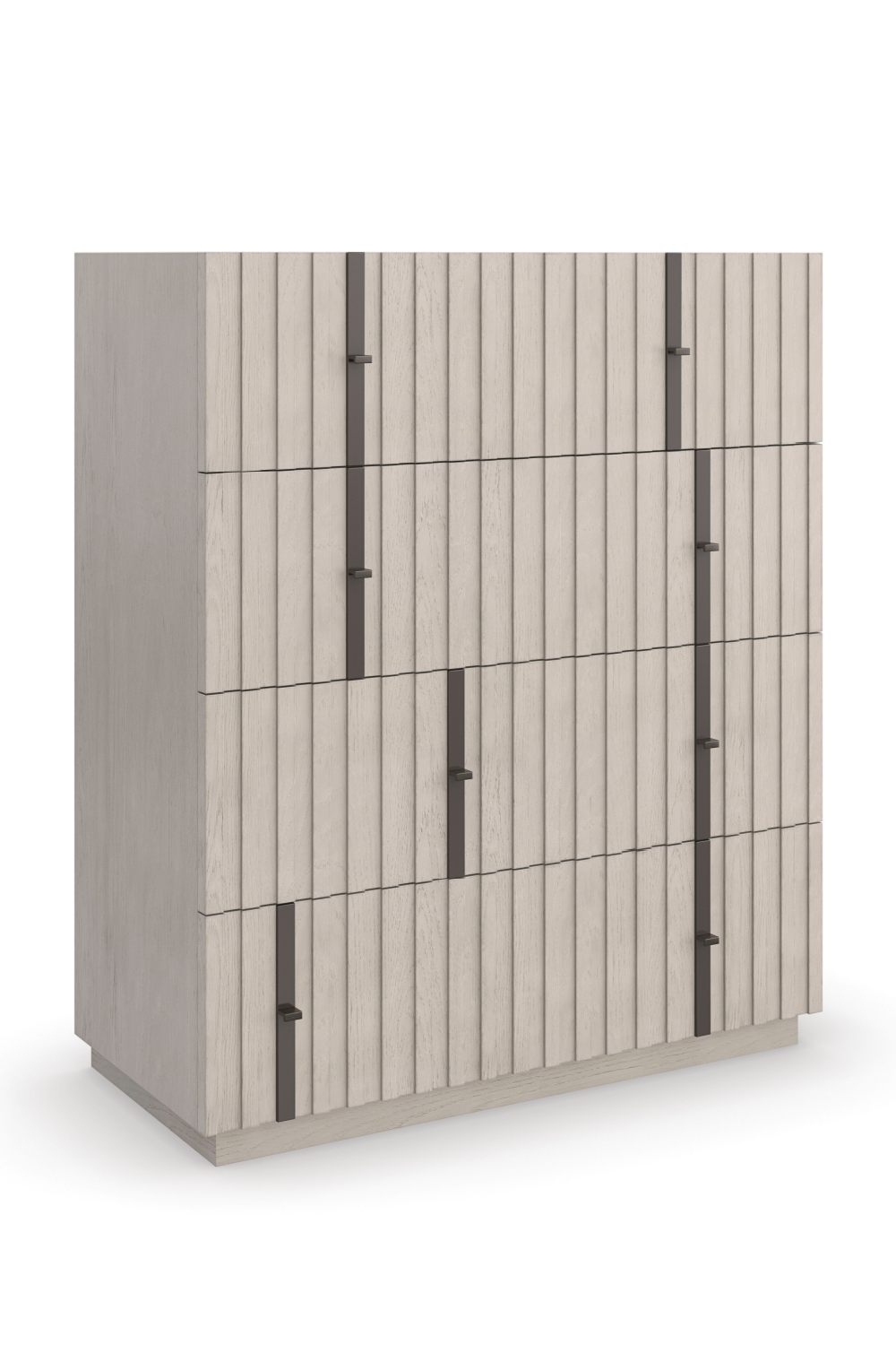 Taupe Slatted Oak 4-Drawer Chest – Clancy – front view