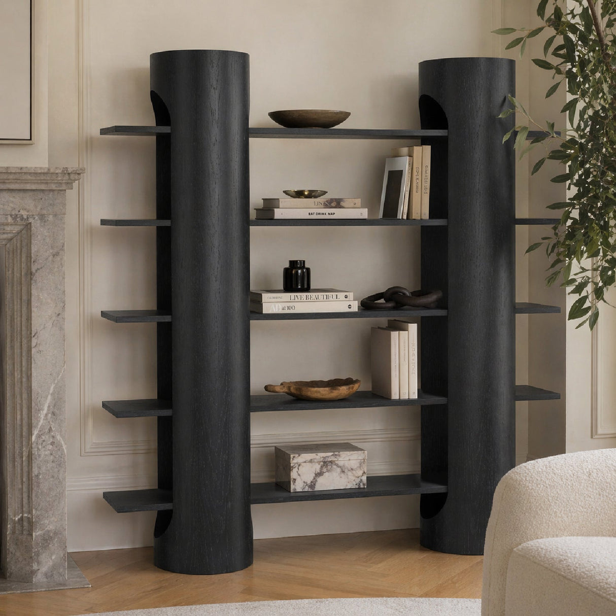 Modern furniture - Black Wooden 5-Shelf Bookcase - www.oroa.com