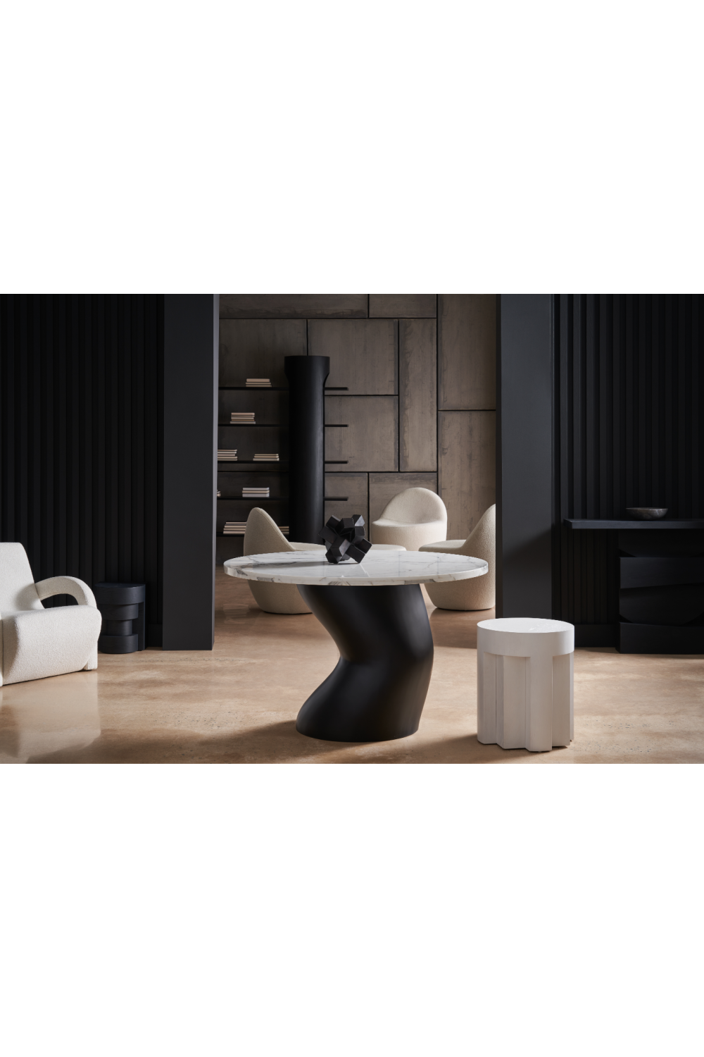 White Faceted Side Table | Caracole Eli | Oroa.com