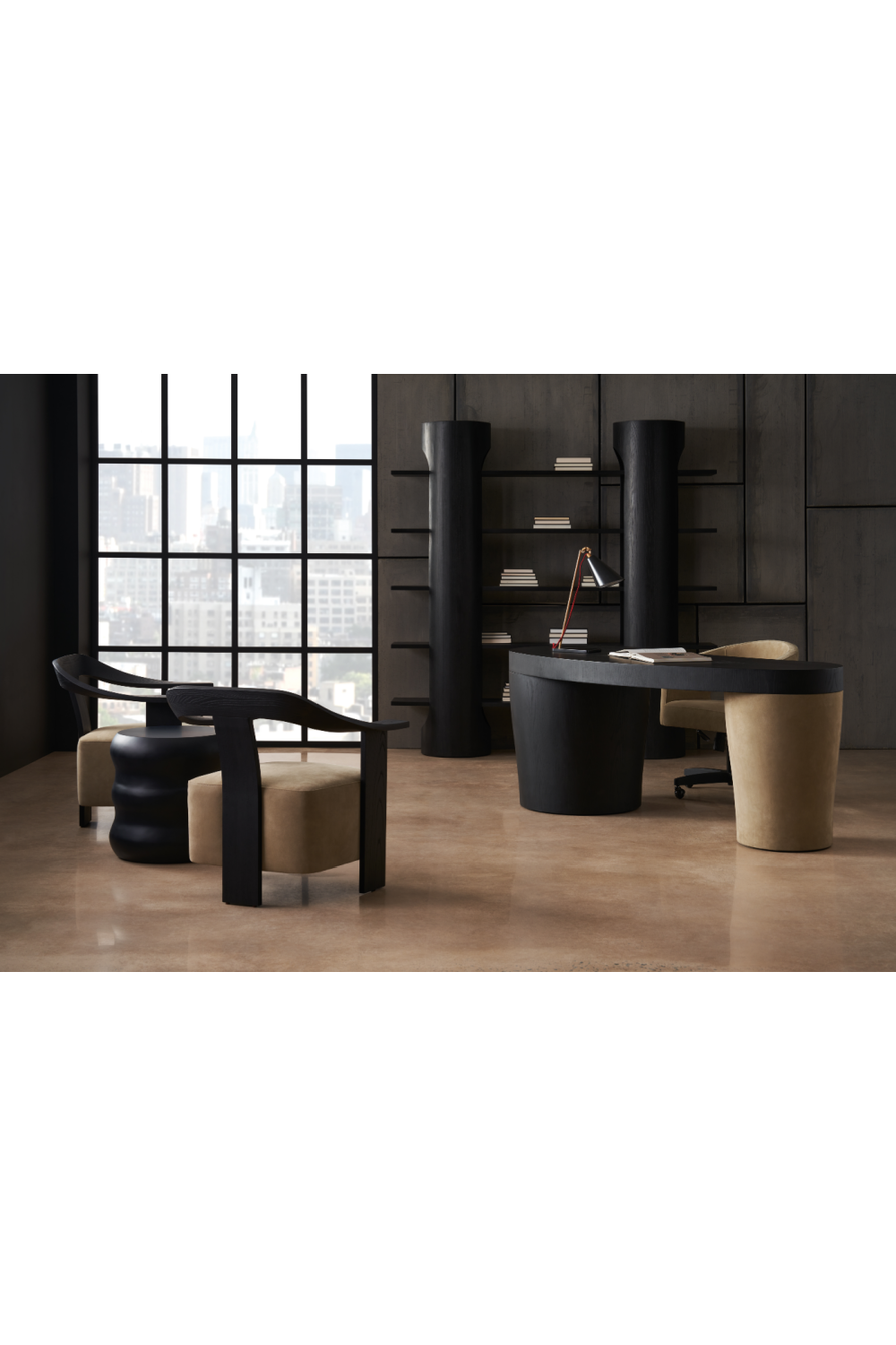 Suede Leg 3-Drawer Desk | Caracole Gus | Oroa.com