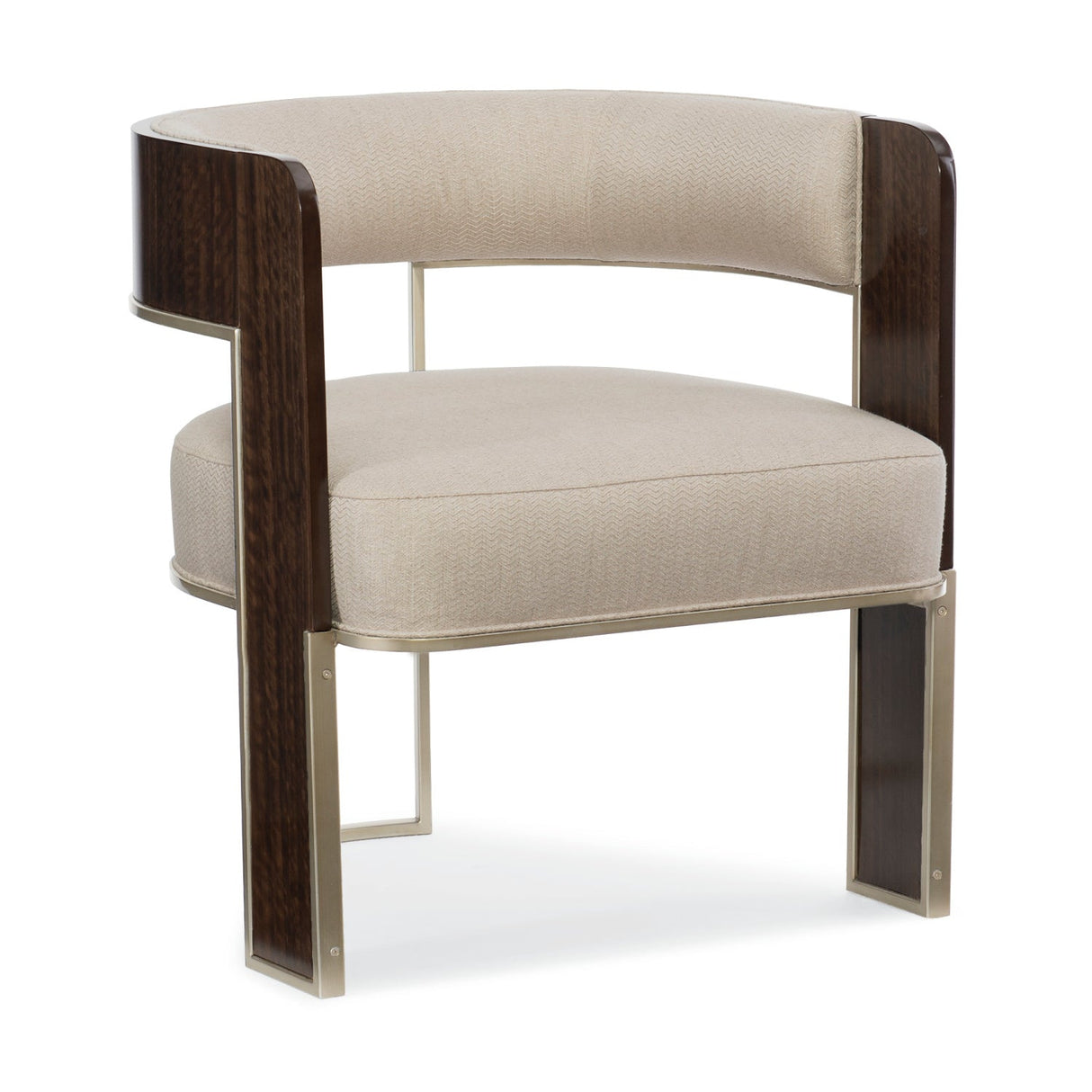 Cream Curved Modern Accent Chair – Streamliner – front view