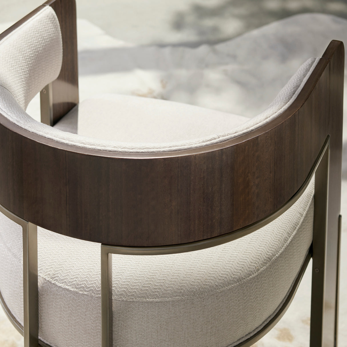 Cream Curved Modern Accent Chair – Streamliner – alternate view 6