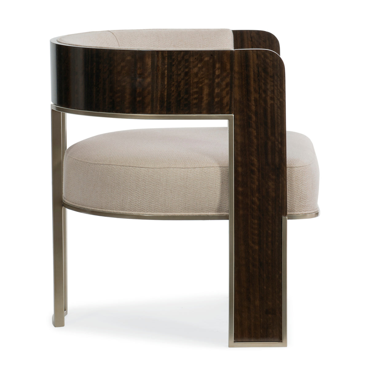 Cream Curved Modern Accent Chair – Streamliner – rear view