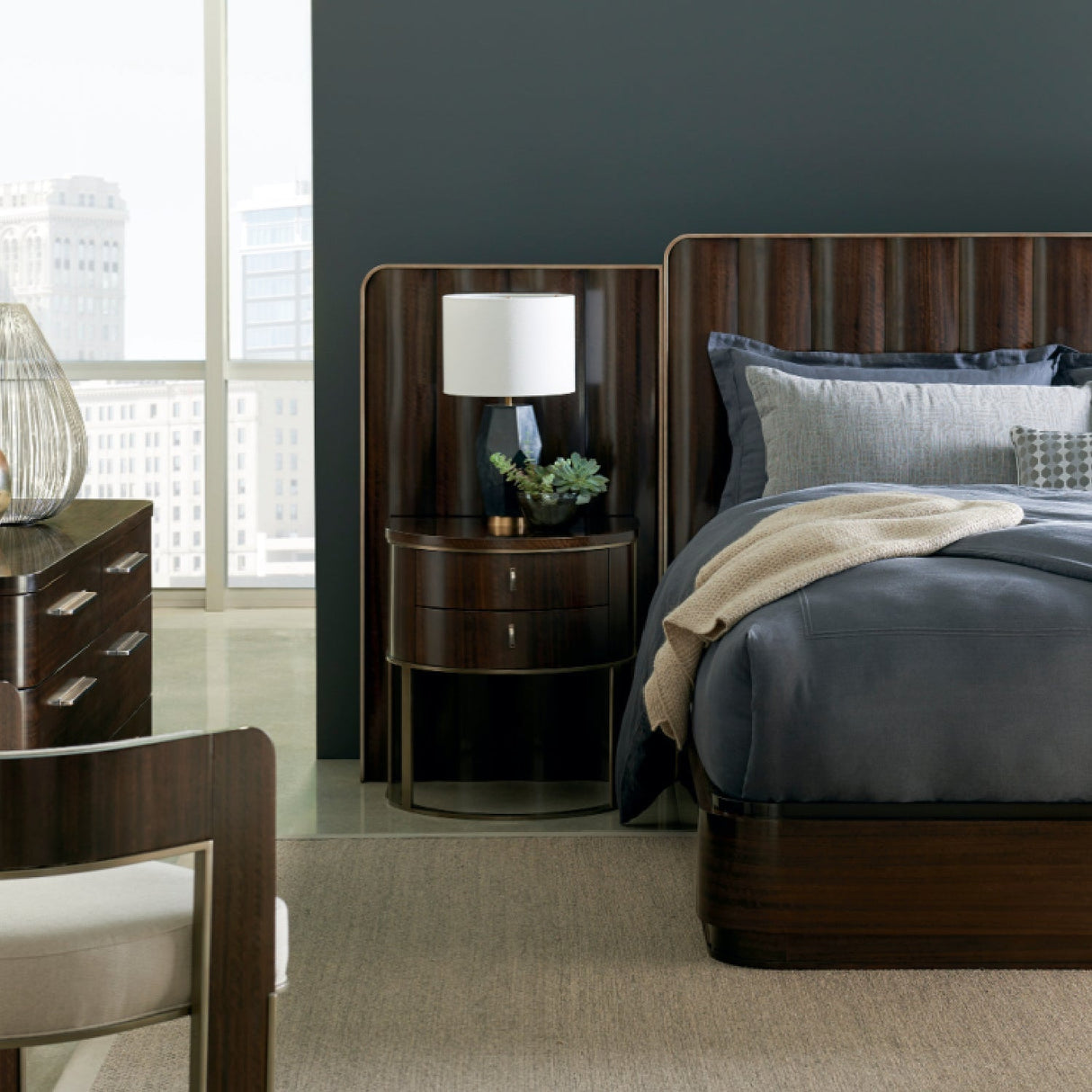 Semi-Circular Nightstand – Moderne – angled view