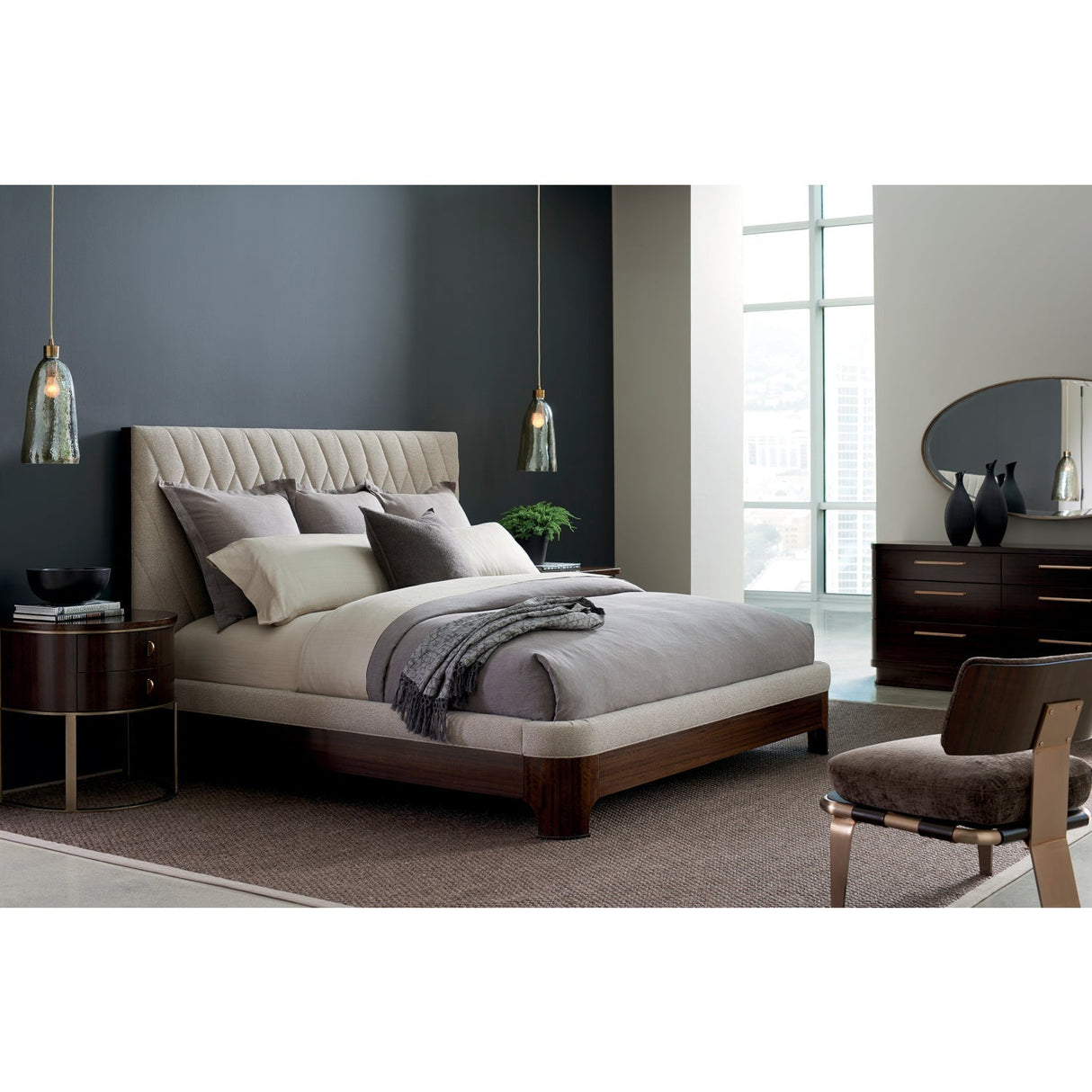 Neutral-Toned Quilted Bed – Moderne – alternate view 5