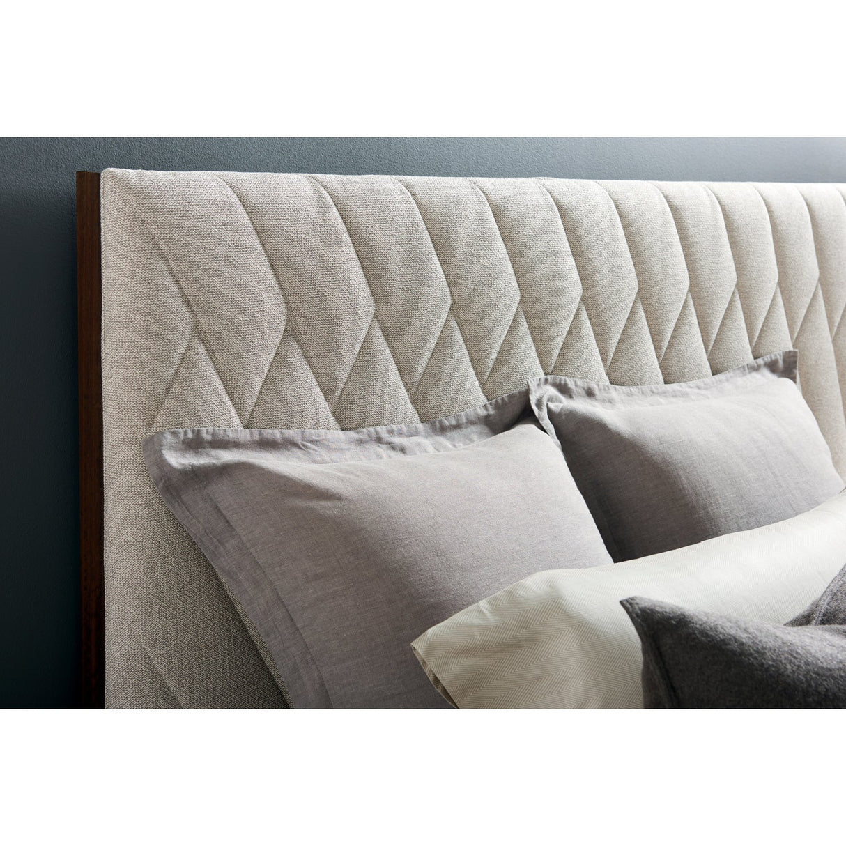 Neutral-Toned Quilted Bed – Moderne – rear view