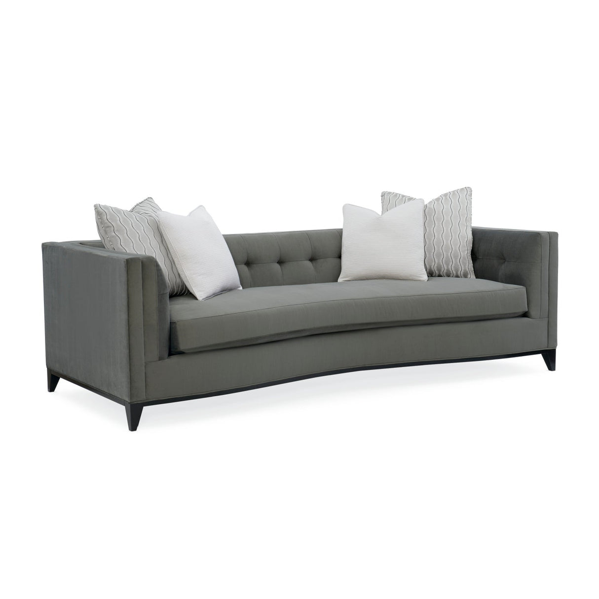 Gray Velvet Tufted Sofa – Grace – side view