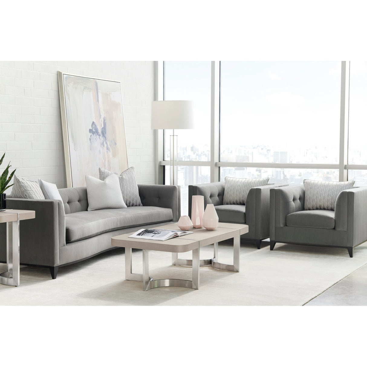 Gray Velvet Tufted Sofa – Grace – alternate view 9