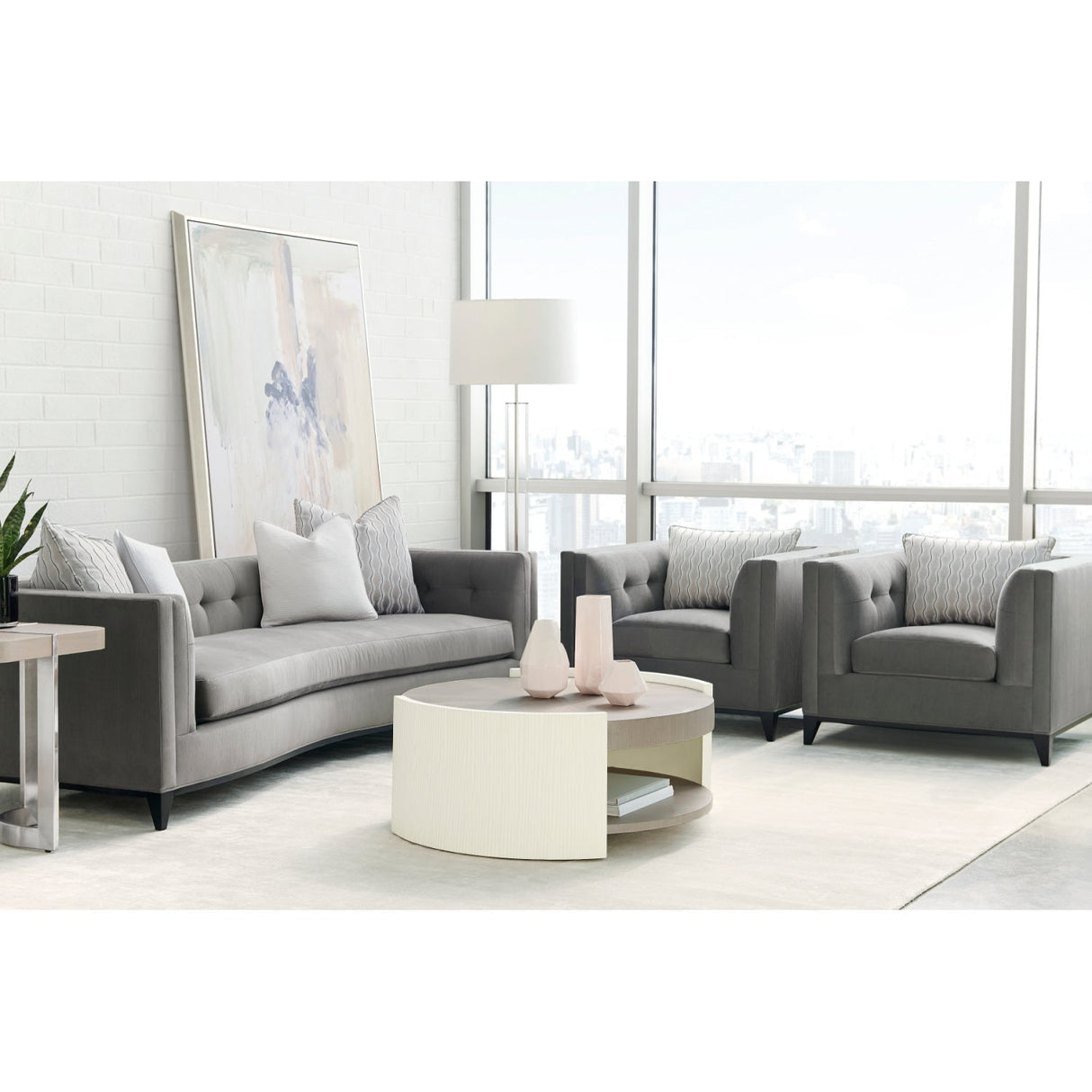 Gray Velvet Tufted Sofa – Grace – alternate view 10
