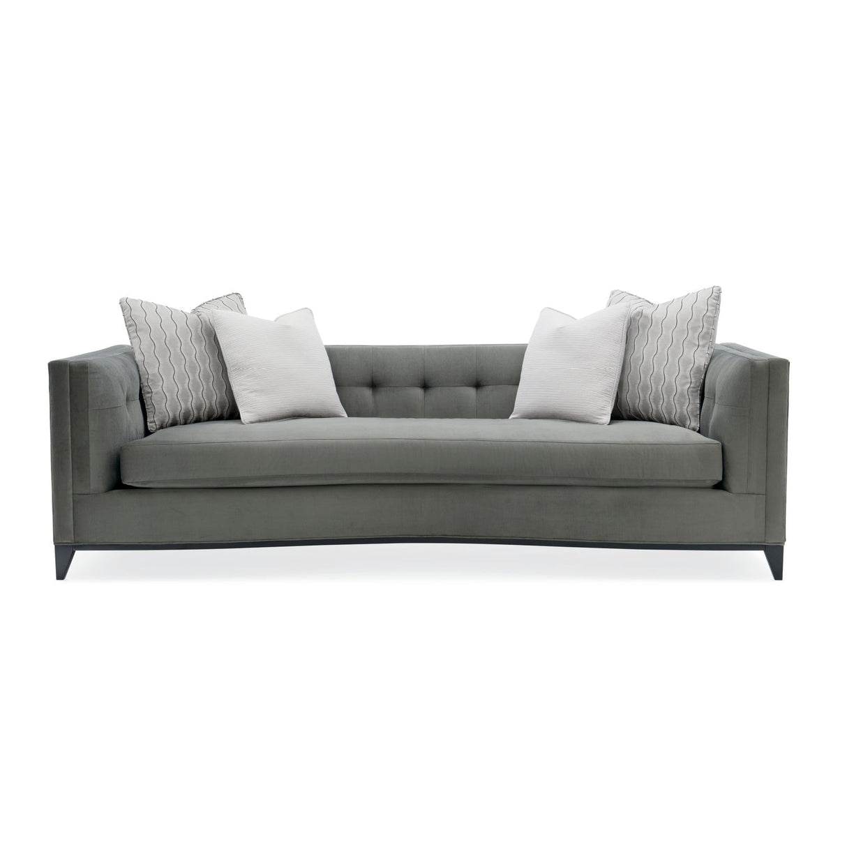 Gray Velvet Tufted Sofa – Grace – front view
