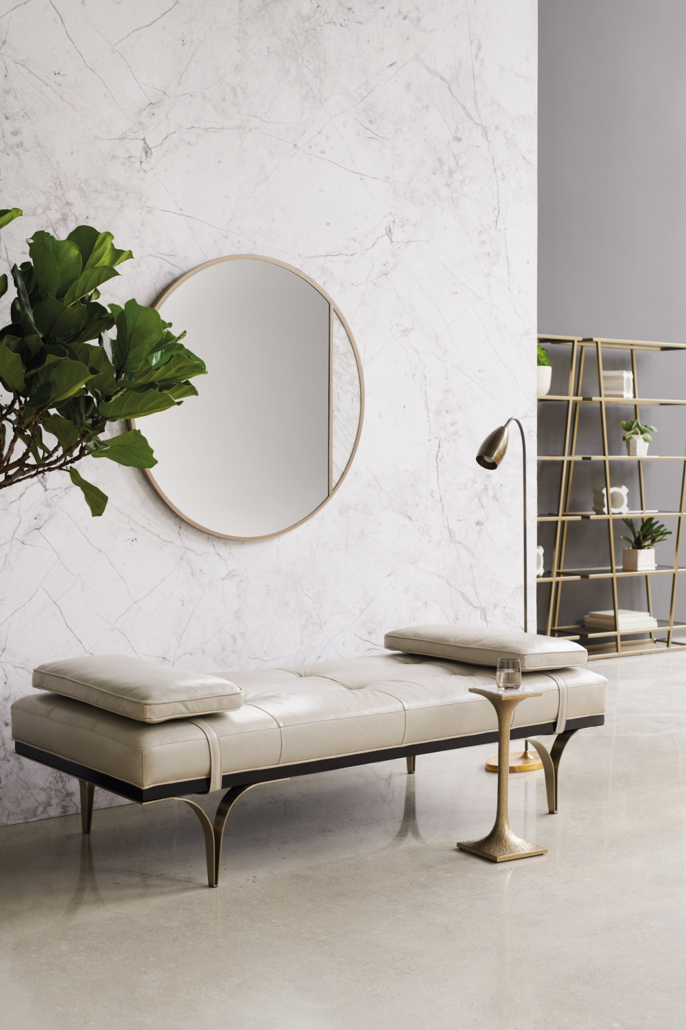 Taupe Leather Daybed | Caracole Head To Head | Oroa.com