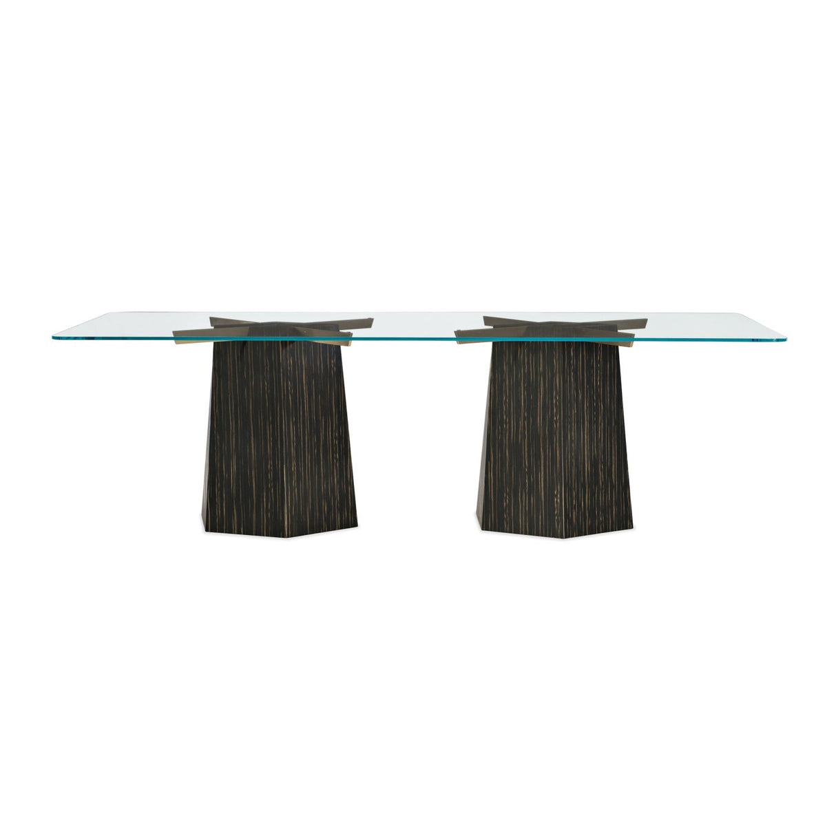 Striated Black Base Dining Table – Vector – front view