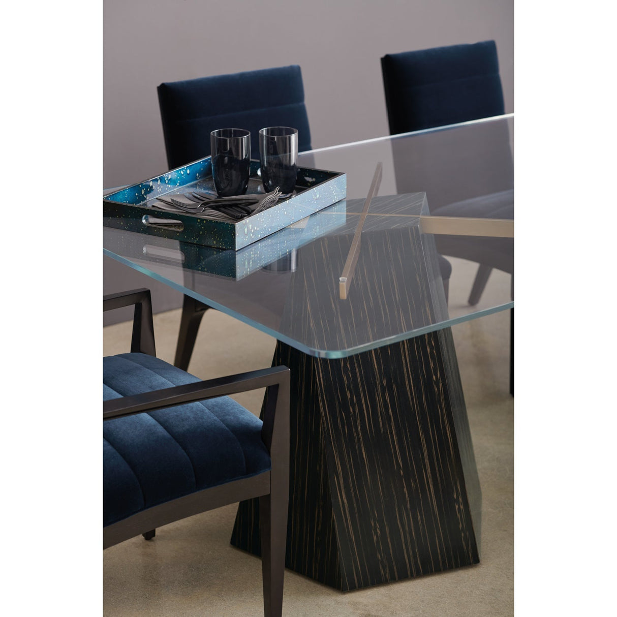 Striated Black Base Dining Table – Vector – rear view