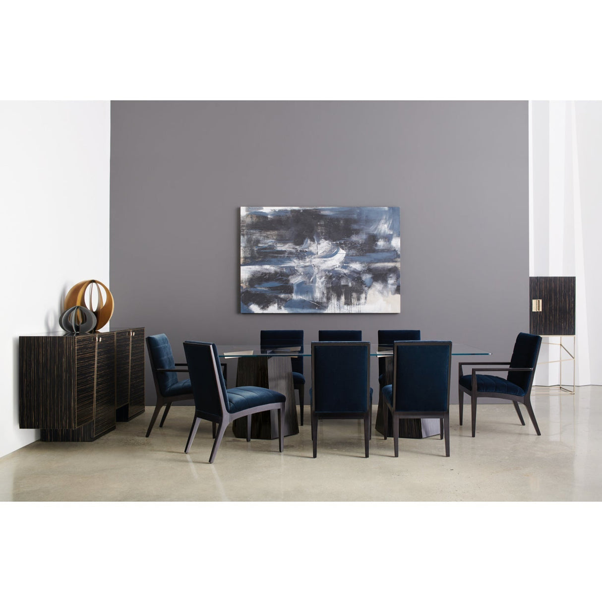 Striated Black Base Dining Table – Vector – alternate view 5