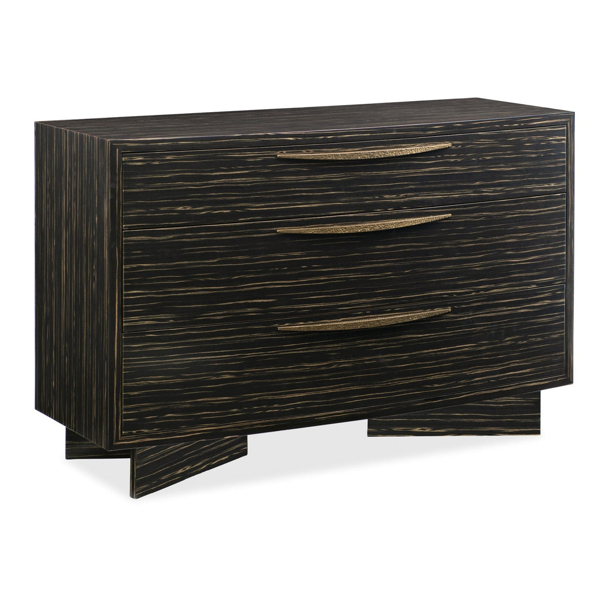 Striated Black 3-Drawer Dresser – Vector – side view
