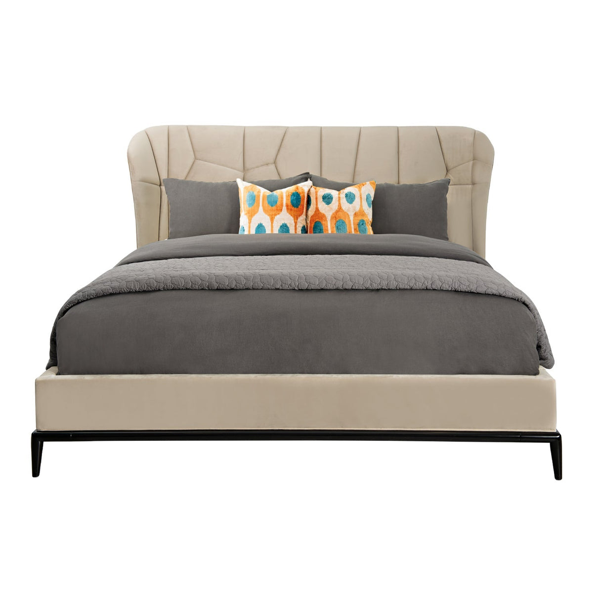 Beige Quilted Bed – Vector – front view