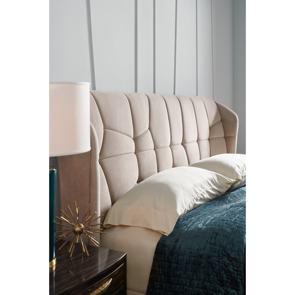 Beige Quilted Bed – Vector – side view