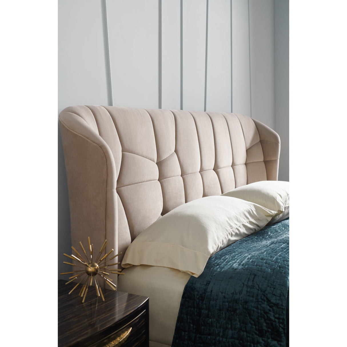 Beige Quilted Bed – Vector – rear view