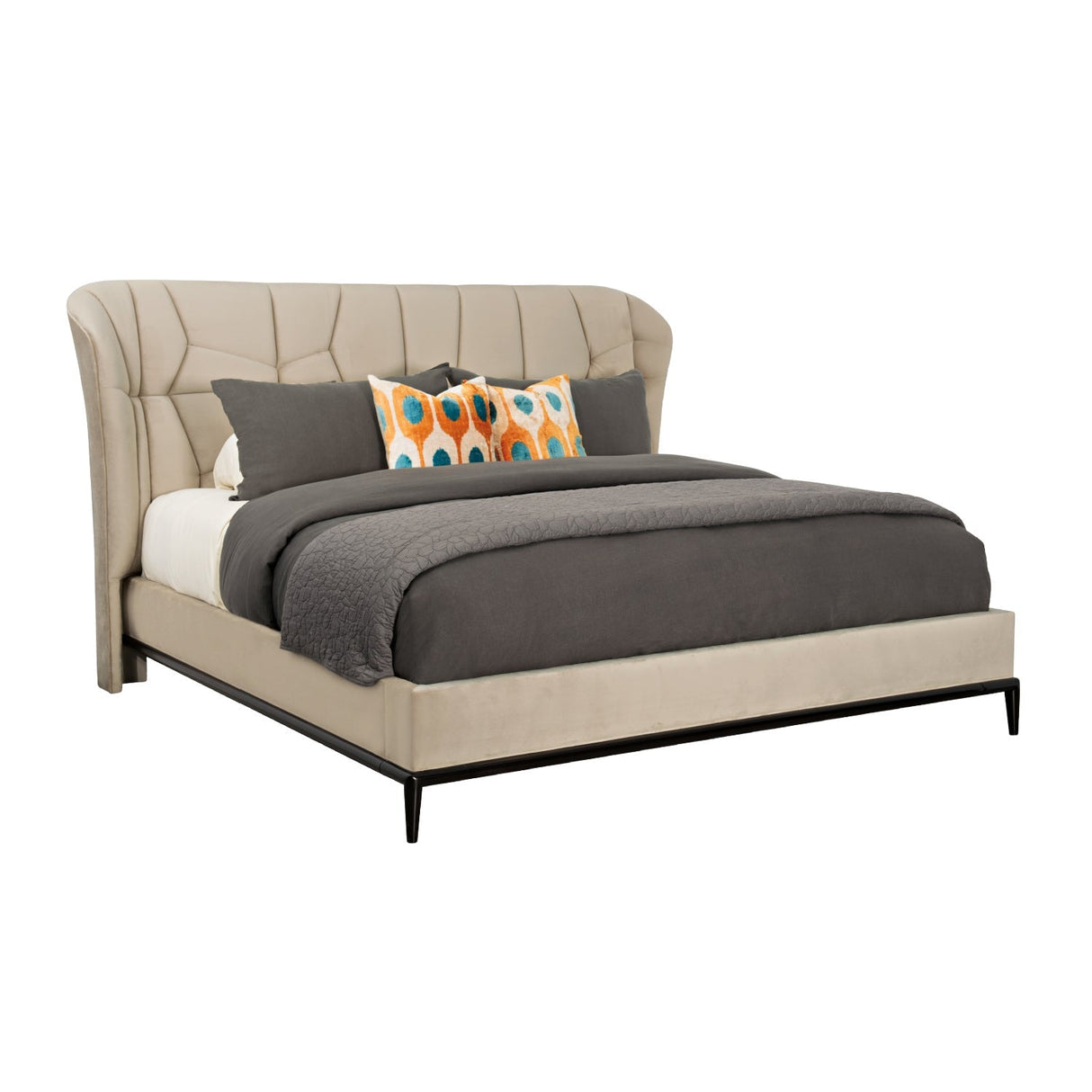 Beige Quilted Bed – Vector – alternate view 5
