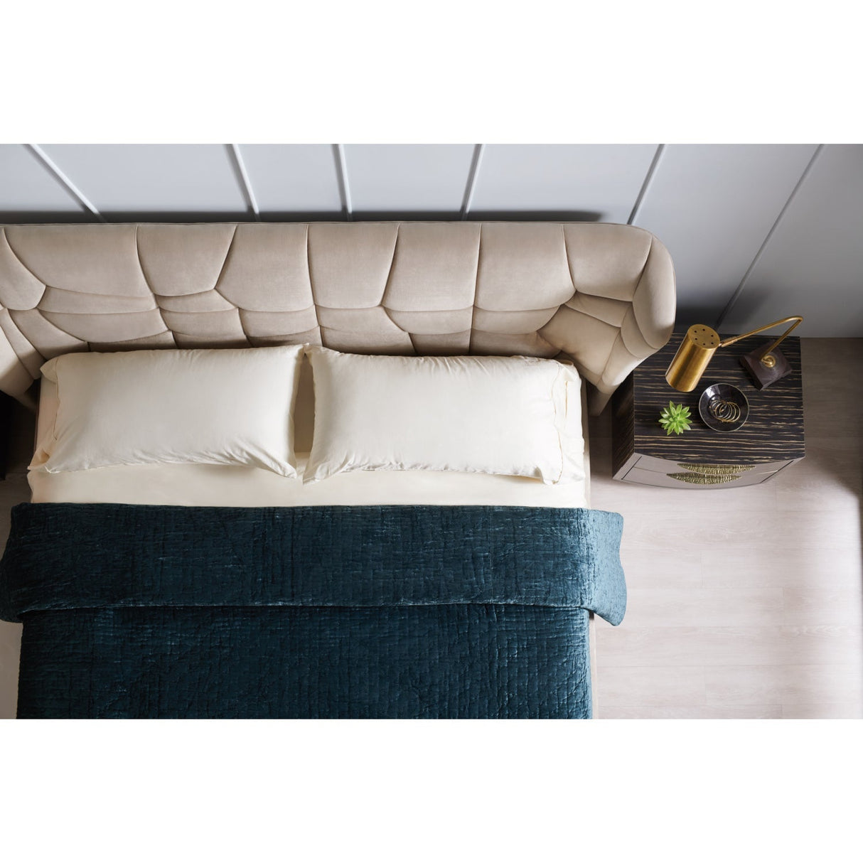 Beige Quilted Bed – Vector – alternate view 6