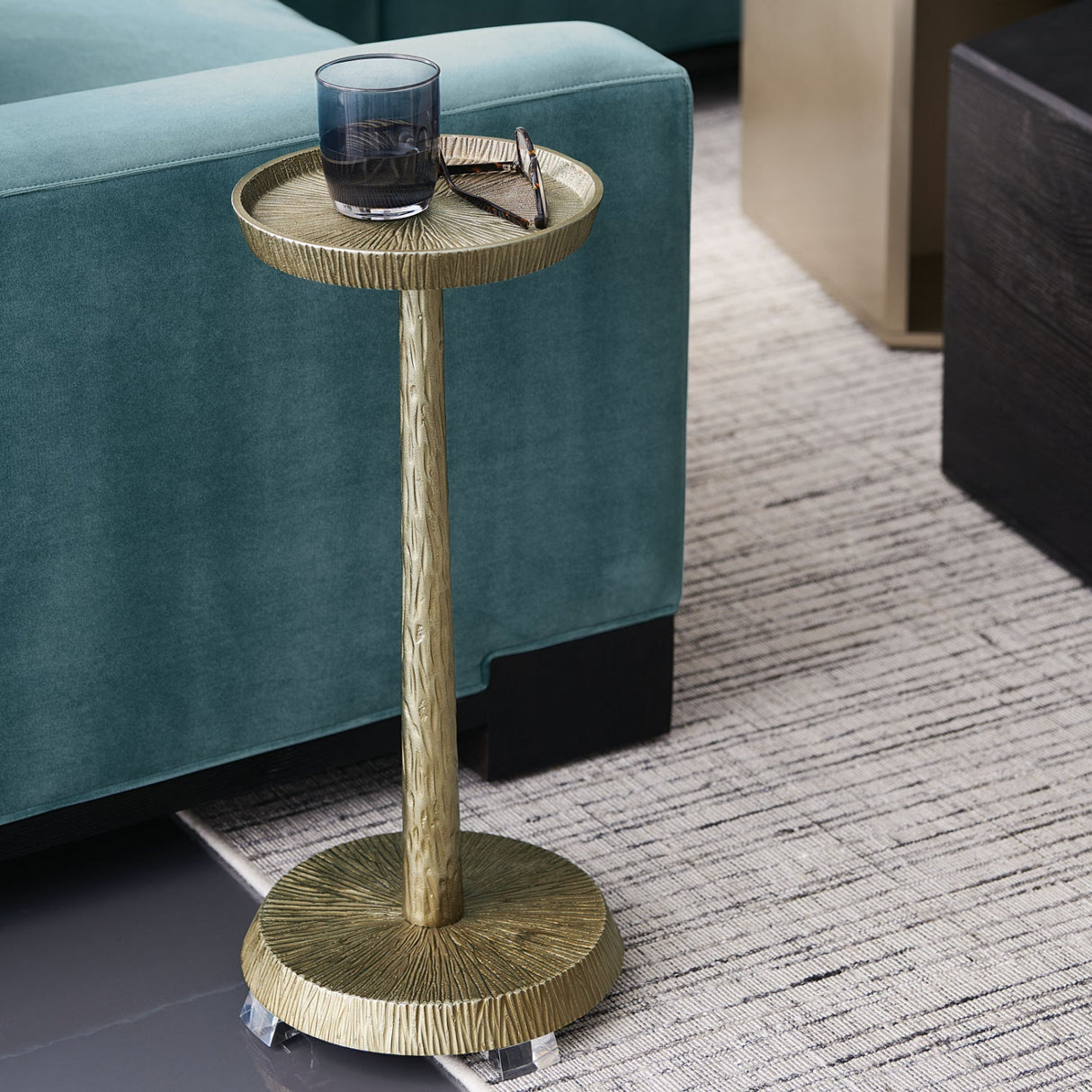 Bronze Metal End Table – Remix – angled view