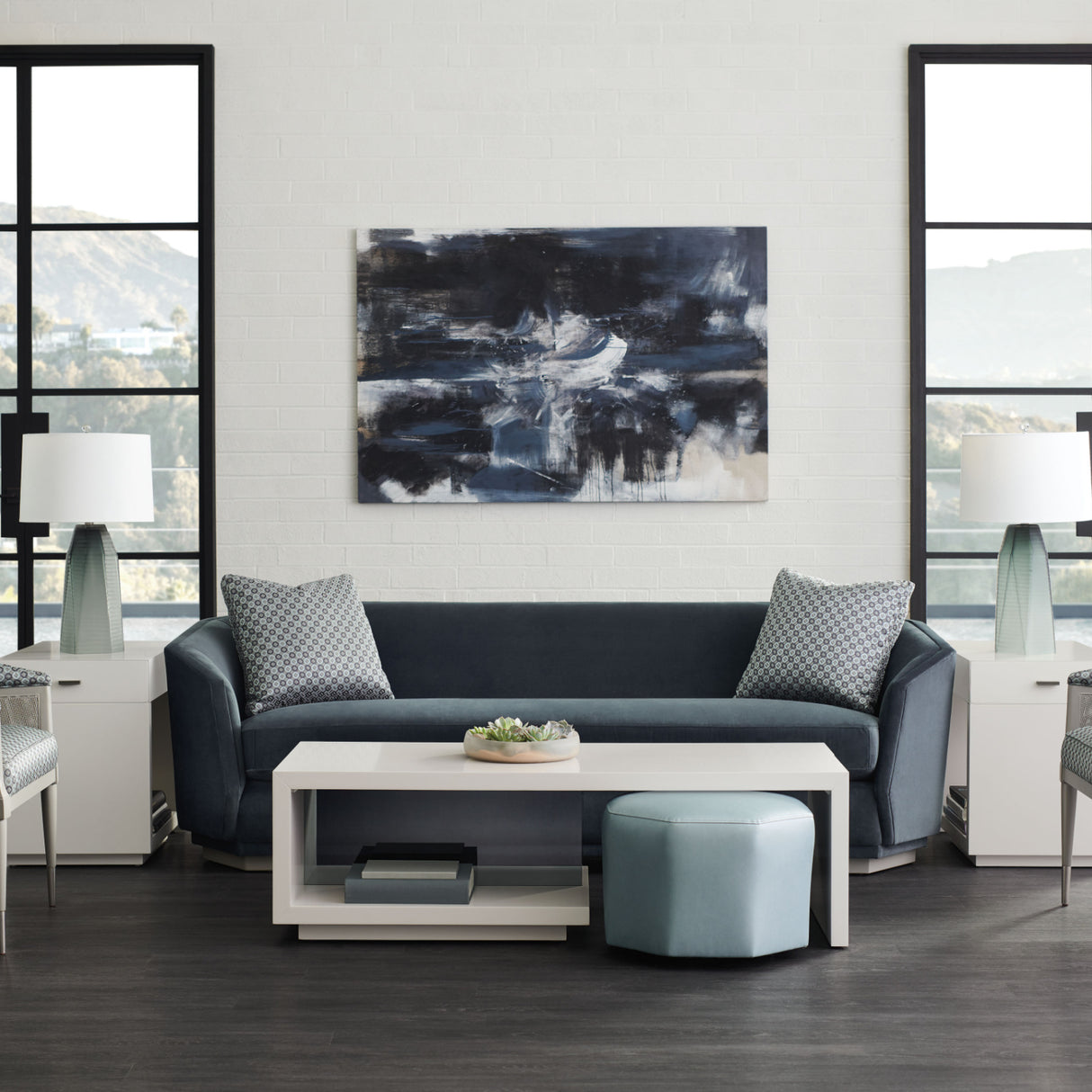 Gray Open-Storage Coffee Table – Expressions – angled view