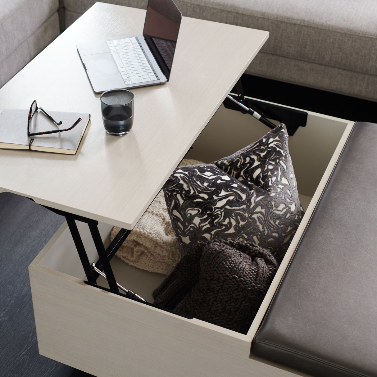 Taupe Lift-Top Coffee Table – Repetition – alternate view 9