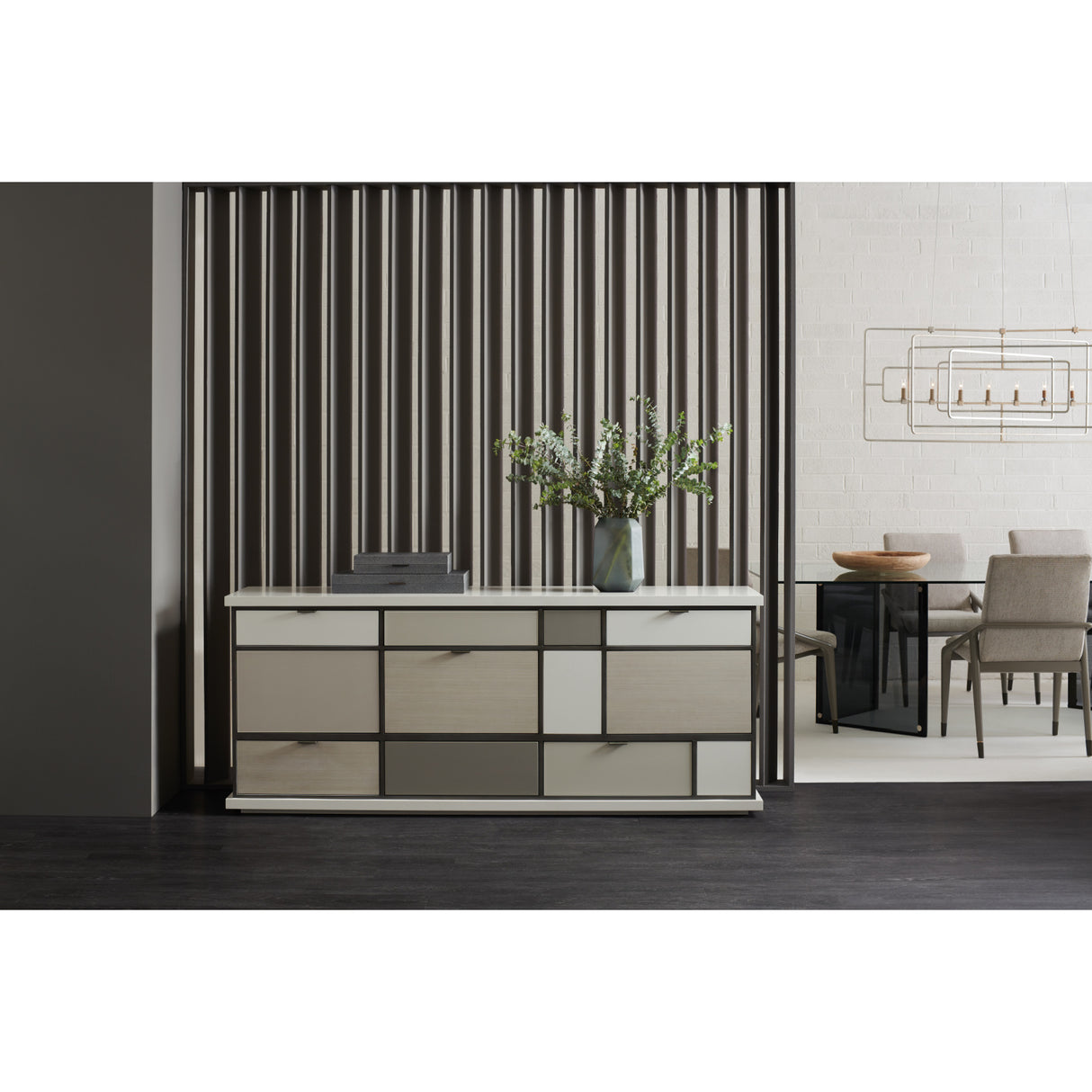 Checkerboard Glass 8-Drawer Sideboard | Oroa.com