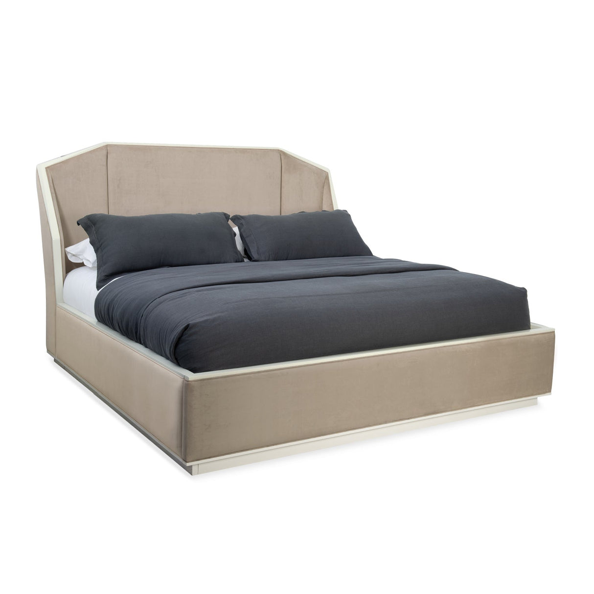 Beige Upholstered Bed – Expressions – side view