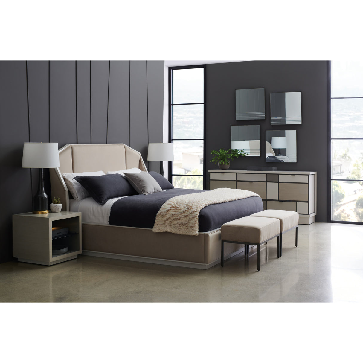 Beige Upholstered Bed – Expressions – alternate view 5