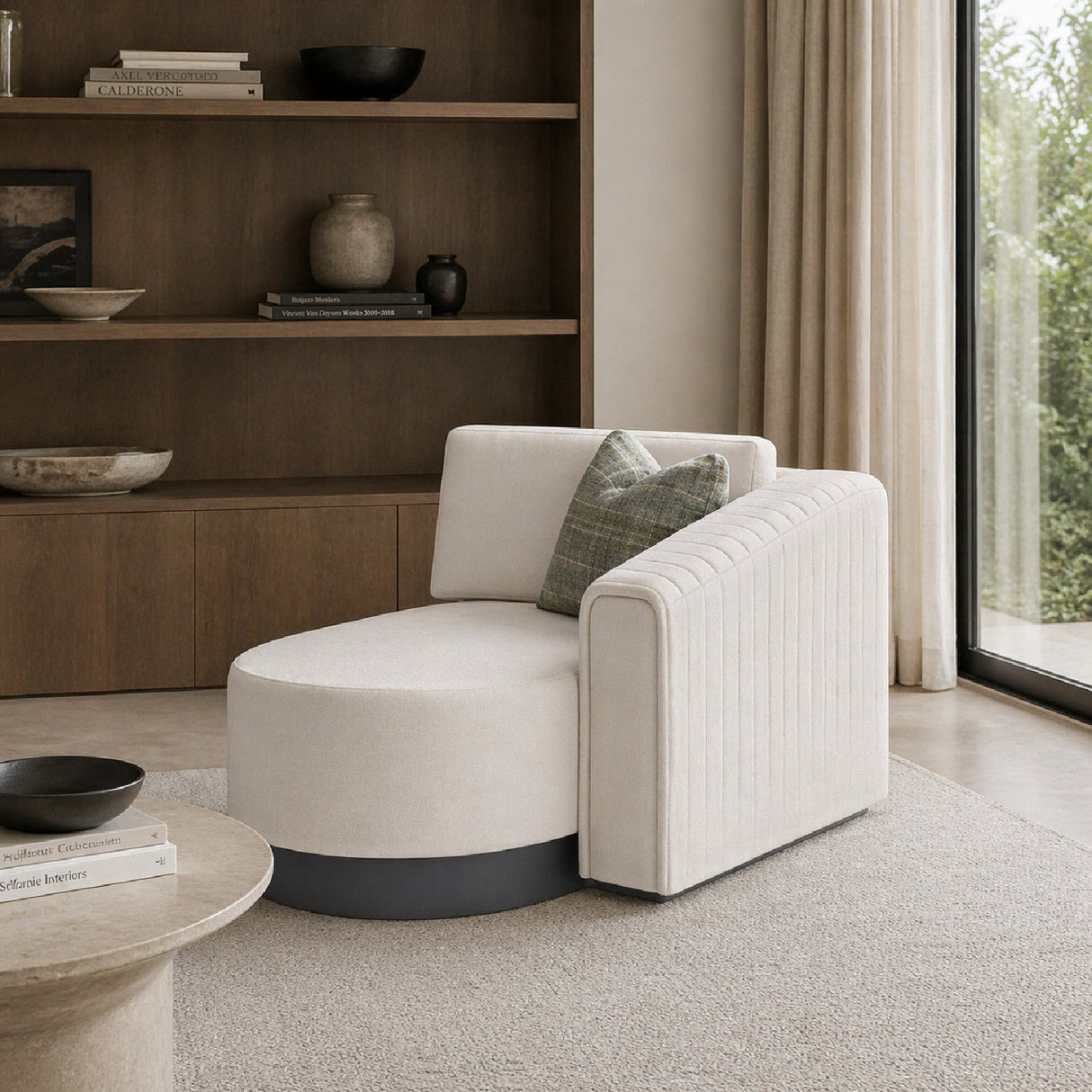 Twill Right-Armed Chaise Lounge – La Moda – angled view