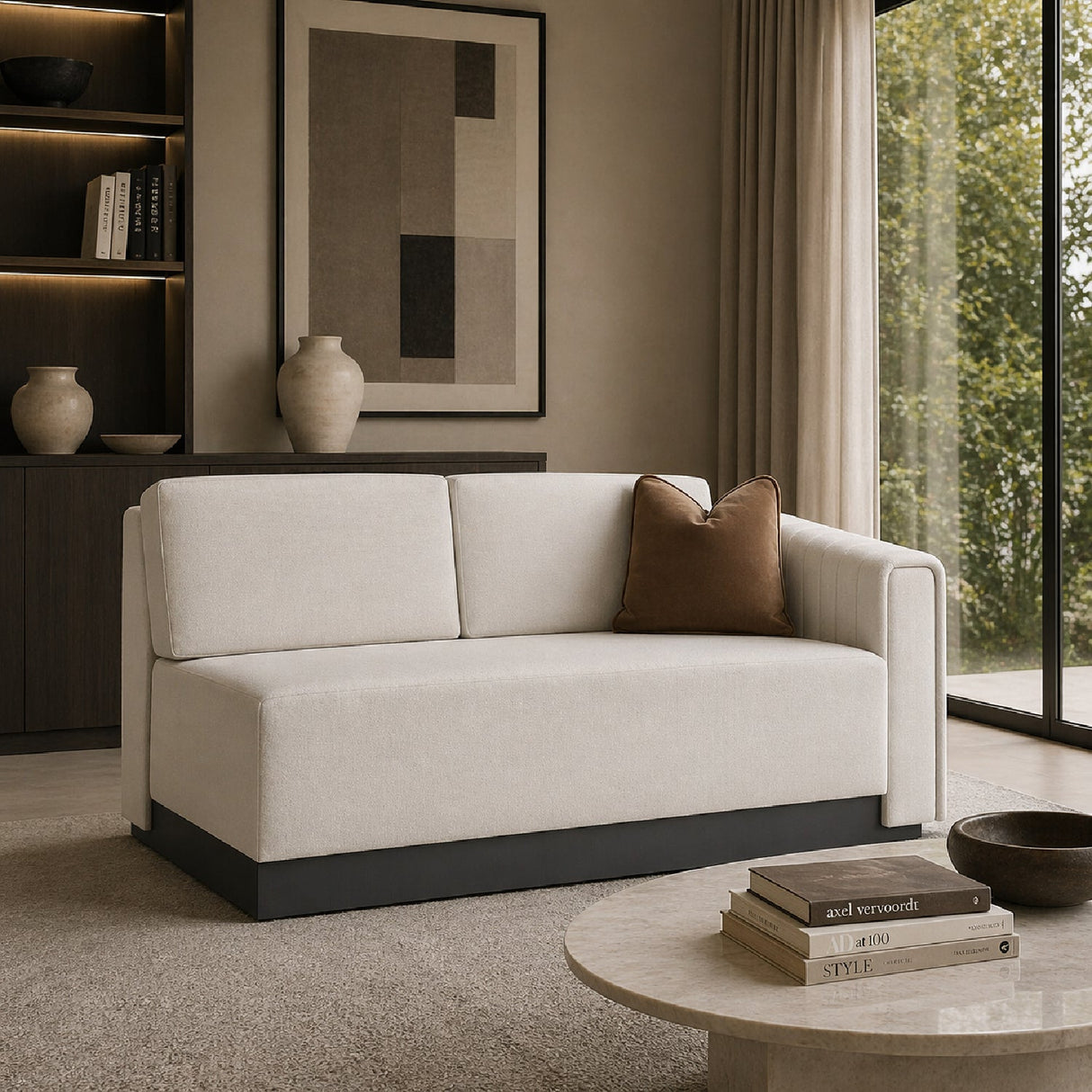 Twill Right-Armed Loveseat – La Moda – angled view