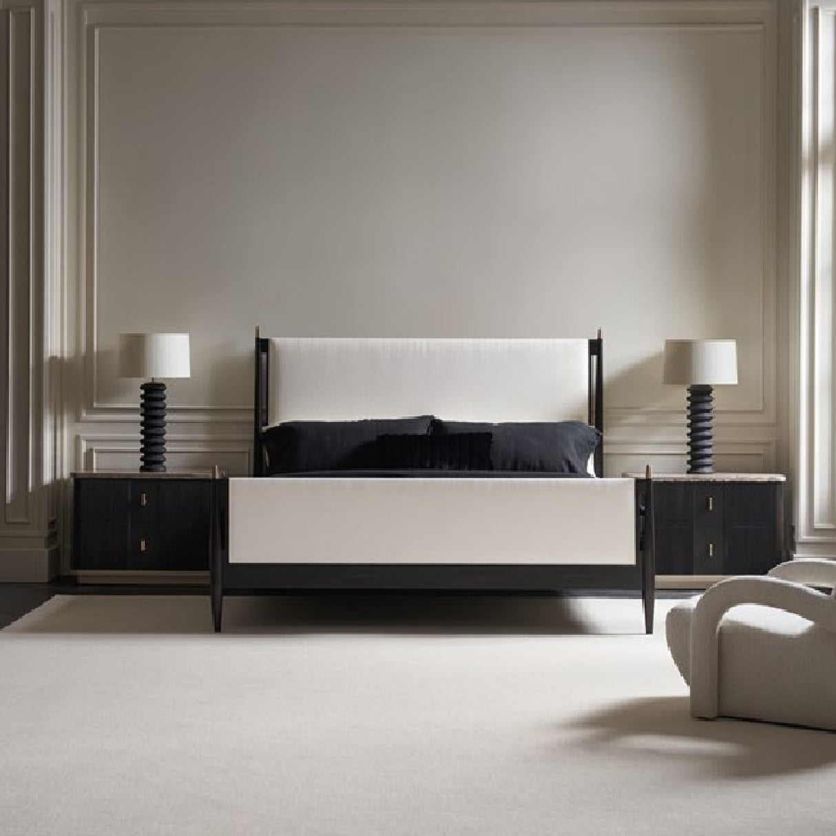 Black Ash 2-Drawer Nightstand – Rhythm – angled view
